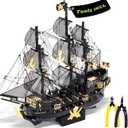 Piececool 3D Metal Puzzles for Adults, Black Pearl Pirate Ship Model Kits with DIY Tools, Watercraft Metal Model Building Kit for Birthday Christmas Gifts