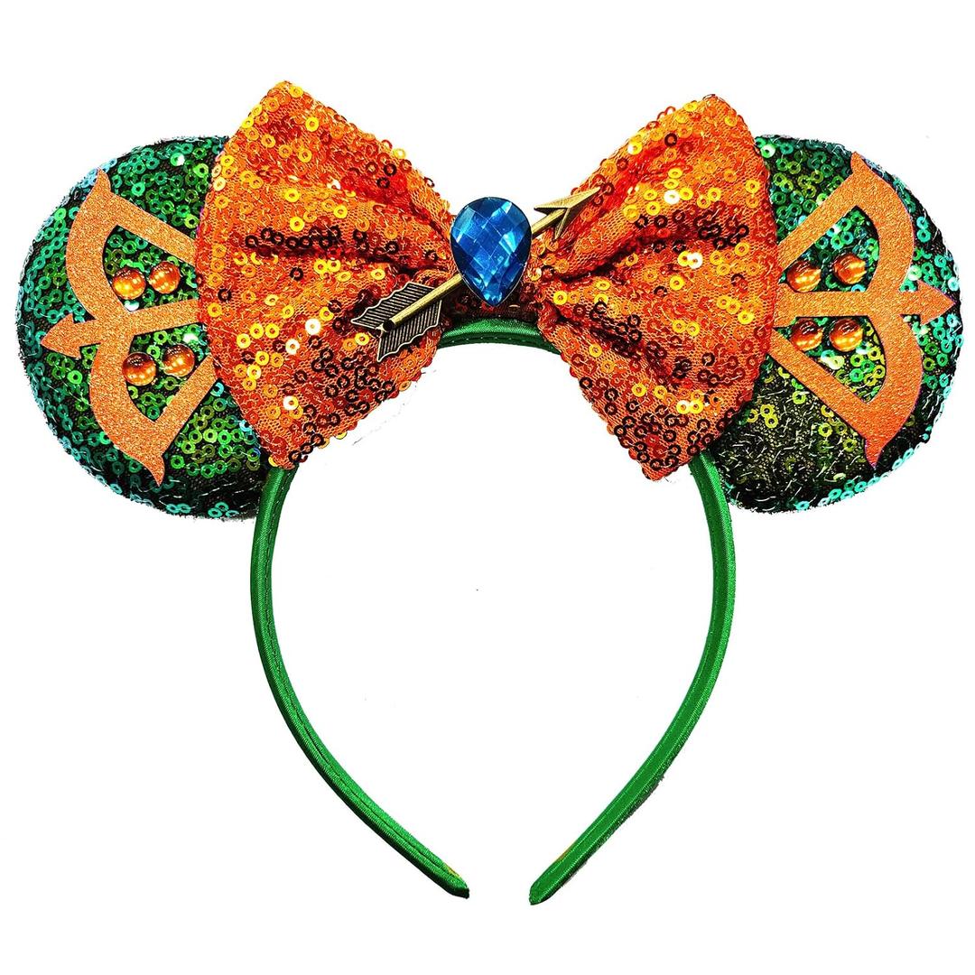 Mouse Ear Headband - Cute Merida's Princess Ears Hairband with Arrow Bow for Women Costume Hair Accessories Birthday Party Decorations