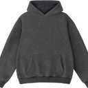 Dnzzs Womens Oversized Hoodie Acid Wash Hoodie Vintage Sweatshirt Heavyweight Fleece Cotton Streetwear Trendy Sweatshirts (Small, Carbon Grey)