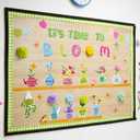 2 x Spring Bulletin Board Decorations for Classroom - It's Time to Bloom Bulletin Board Set with 3D Paper Flower Cutouts Motivational Decorations for Spring Summer School Home Chalkboard Door Wall Supply (Green)