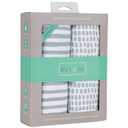 Elys & Co. Waterproof Pack and Play/Mini Crib Sheets  All-in-One Mattress Protector and Fitted Playard Sheets  Jersey Cotton  Blue Splash & Stripes, Baby Boy Nursery Bedding Essential  2-Pack