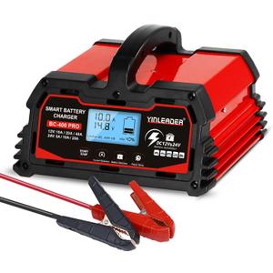 Battery Charger 40A, 12V/24V Lead Acid Smart Battery Charger, 12V LiFePO4 Car Battery Trickle Charger, Automatic Battery Maintainer for Car Motorcycle Lawn Mower Marine Boat Lead Acid Batteries