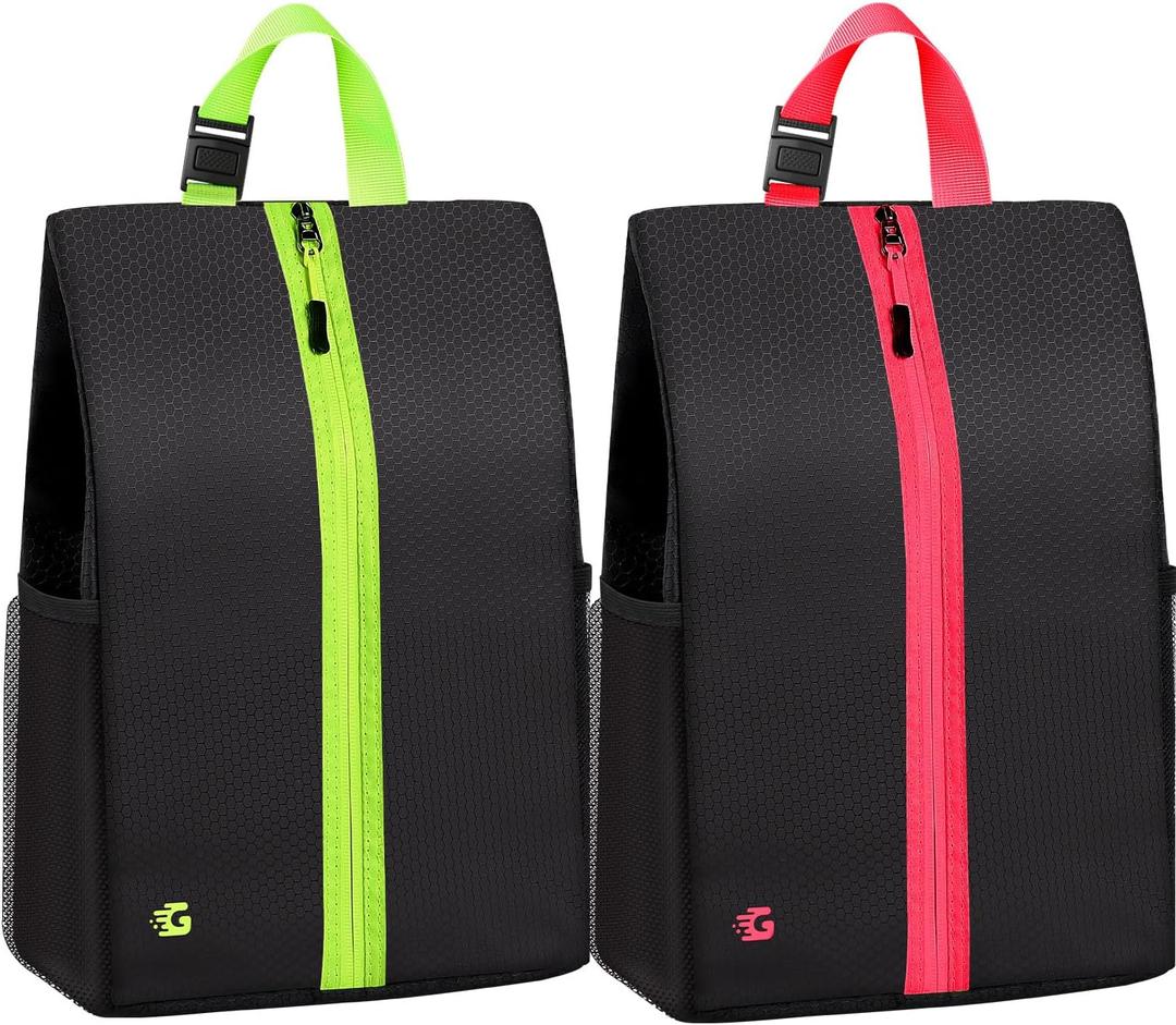 Smell Proof Shoe Bags for Travel-Soccer Cleat Bag Smell Proof with Active Carbon Fabric | Odor-Absorbing Water-Resistant Track Shoe bags for Sports (Black & Pink, UP TO US11)