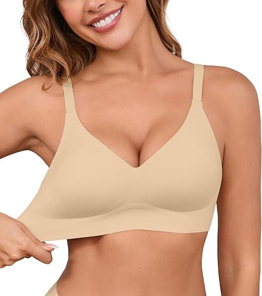 Bras for Women Womens Wireless Full Coverage Comfortable Sleep Everyday Bra with Extender, Beige M