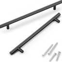 KNOBWELL 6 Pack 7-6/19 in Black Cabinet Handles Round, Modern T Bar Kitchen Cupboard Handles Dresser Drawer Pulls, 10 inch Overall Length
