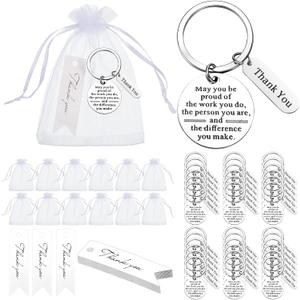 Yinkin 150 Pcs Employee Appreciation Gifts Bulk Thank You Keychains for Coworkers Teams Volunteers Appreciation Keychain (Silver)