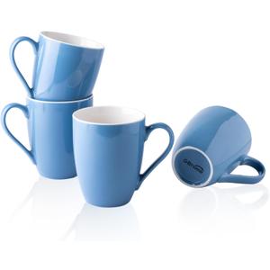 GBHOME Porcelain Coffee Mugs Set, 16 oz Large Coffee Mugs Set of 4 for Dad Mom Women Men, Light Weight Ceramic Coffee Cups for Cappuccino,Latte,Tea,Cocoa, Dishwasher & Microwave Safe, French blue