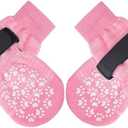 EXPAWLORER Anti Slip Dog Socks to Prevent Licking Paws, Dog Shoes for Hot Pavement, Dog Booties for Small Medium Large Senior Dogs, Traction Control Boots & Paw Protectors for Hardwood Floors (XX-Large (4 Count), Pink)