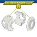 Child Safety Door Knob Cover (4 Pack) Hard-to-Remove Dual-Lock Door Handle Covers for Kids Reusable Baby Proof Door Knob Locks Installs Easily, No Tools Needed (Semi-Clear)