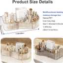 DASITON Large Capacity Makeup Organizer,5 Slot Makeup Brush Holder,Vintage Striped Make Up Brush Holder,for Vanity Decor,Bathroom Countertops,Desk Storage Container,Cosmetic Display Cases(Clear)