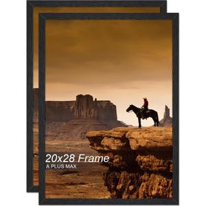 A PLUS MAX 20x28 Picture Frame Set of 2 Black Light Weight Wall Mount | 20 x 28 Inch Black Wood-grain Engineered Wood Material Frame for 20by28 Rectangular Photo Poster