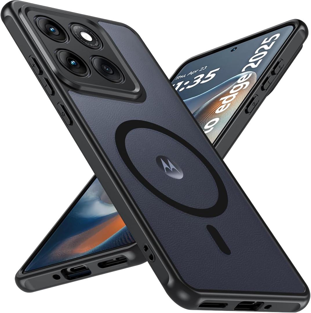 For Motorola Edge 2025 Case, Magnetic [38 N52 Magnets] Military Grade Drop Protection moto edge 2025 case - Raised Camera Lips Slim Matte Anti-Slip Phone Cover Case For Motorola Edge 2025, Black