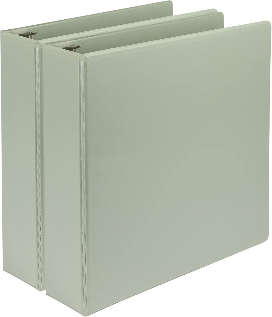 Samsill Plant-Based 2 Inch Durable D-Ring, View Binder, Eco-Friendly, USDA Certified Biobased, 2 Count,Pack of 1, Sage Green