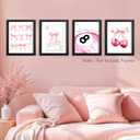 FUQWZ Bows Pink Wall Art Set of 4 (8x10in, Unframed) - Coquette Room Decor - Pink Posters for Room Aesthetic (031)