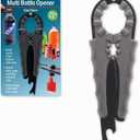 Jokari Multi Bottle Opener for Jars Bottles and Cans 3 in 1 Easy Grip Lid Opener for Weak Hands Twist Caps Pull Tabs Pop Tops and Small Lids Arthritis Aid Manual Kitchen Tool Black