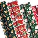 Funny Santas Claus Wrapping Paper (4 Rolls: 148 sq. ft. Total) - Christmas Elements Collection with Santas, Reindeer, Trees, Snowflakes - 30 in x 14.8 ft Per Roll
