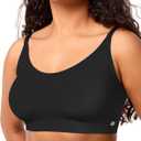 COMFELIE Wireless Bra Comfy Seamless Pullover Bra Soft Buttery Smooth Everyday Bralette Adjustable Cami Sleep Bras (Medium, Black)