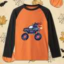 Pumpkin Shirt Toddler Halloween Shirt for Kids Boys Girls Halloween T-Shirts Ghost Clothes Long Sleeve Cotton Tee 2T-8Y (Orange)
