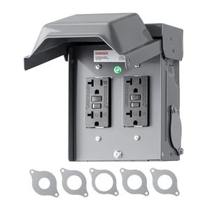 DEWENWILS Outdoor Electrical Outlet Box, Dual 20 AMP WRTR GFCI Receptacles with Rainproof 3R Enclosure, Waterproof GFCI Outlet Box with Cover for Garden, Outdoor Lights, ETL Listed