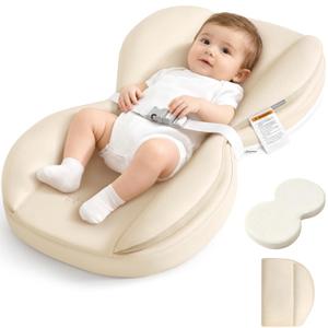 Baby Changing Pad, Waterproof Wipe-Clean PU Leather with High-Density Foam, Non-Slip Contoured Cushioned Edges with Adjustable Safety Strap, for Dresser & Changing Table, 28"16", Beige