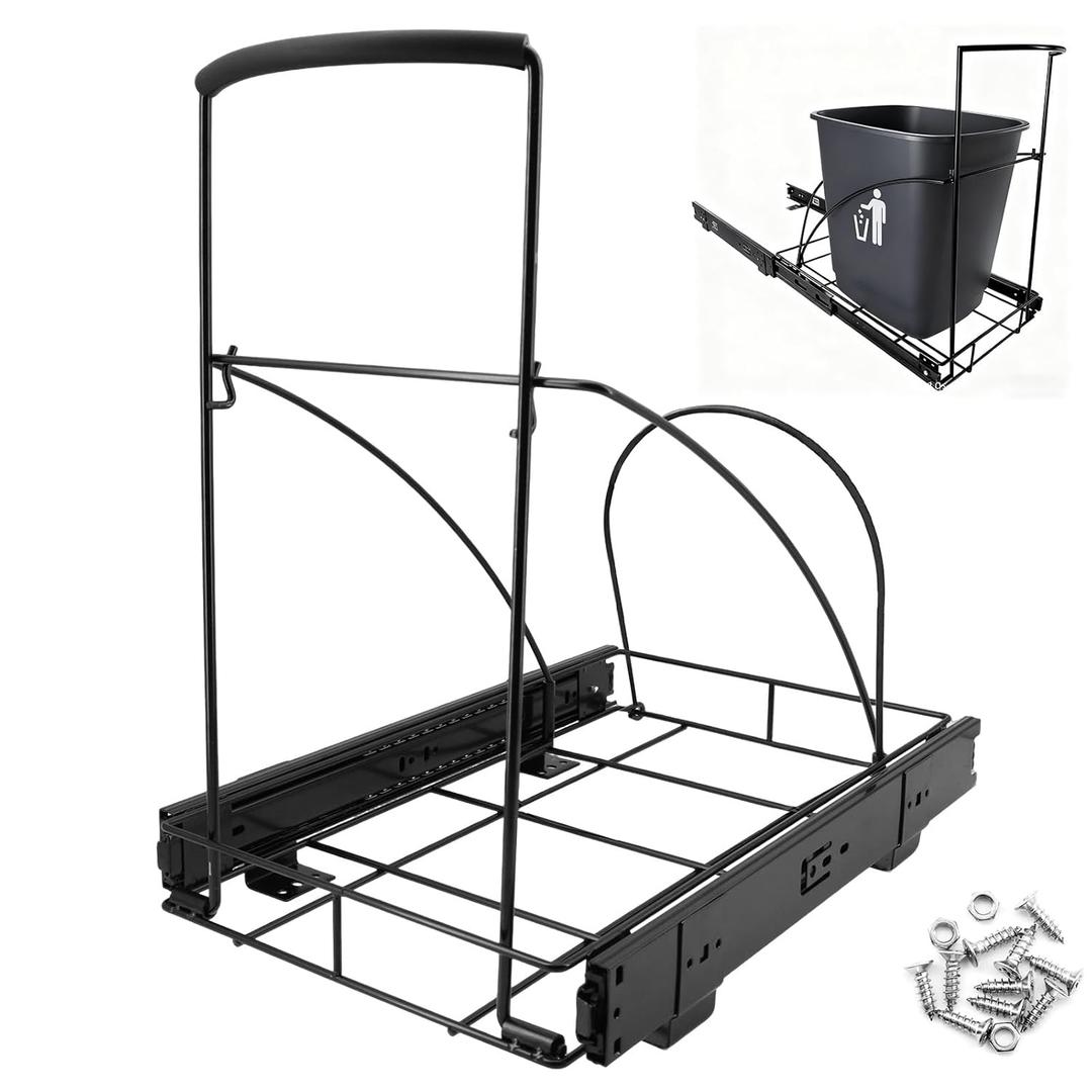 Pull Out Trash Can Under Cabinet Under Sink - Adjustable Trash Can Slider for Kitchen Cabinet (Excluding Garbage Cans), The Cabinet Size Required  16''Dx 13''Wx 17''H, Cabinet Trash Can Pull Out Kit