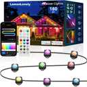Permanent Outdoor Lights for House, 180ft with 132 Smart IC+RGBCW LED Eaves Lights with App/Remote Control, IP67 Waterproof Christmas Light Compatible with Alexa, Google Assistant, Black