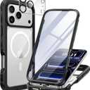 seacosmo for iPhone 17 Pro Max Case, Full Body Bumper with Built-in 9H Tempered Glass Screen and Camera Lens Protector, Compatible with MagSafe, Shockproof 17 Pro Max Phone Case, 6.9", Black