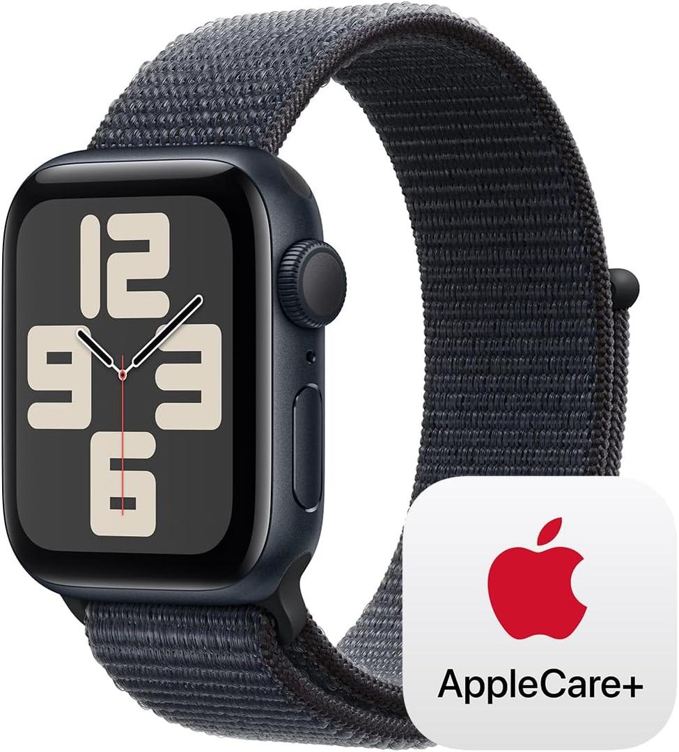 Apple Watch SE (2nd Gen) [GPS 40mm] Smartwatch with Midnight Aluminium Case with Ink Sport Loop One Size. Fitness and Sleep Trackers, Crash Detection, Heart Rate Monitor, Carbon Neutral