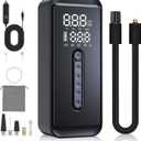 Yeaban Tire Inflator Portable Air Compressor-4X Faster 150 PSI -Rechargeable Battery & 12V DC Dual Power Supply, Smart Air Pump for Car Motorcycle Bicycle Ball with LED SOS Lighting (Black)