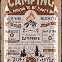 LANOLU Camping Sign, 12x16 inches, Rustic Tin Wall Mount, Funny Camping Rules Decor for RV, Camper, or Home