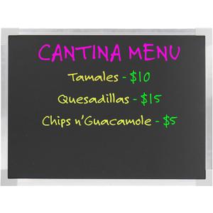 Flipside Products 18" x 24" Aluminum Framed Black Dry Erase Board, Large Surface, Wall Decor, Sign, Wall Mount, Menu Board (24"W x 18"H)