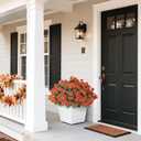 2 x 8 Bundles 17" Artificial Flowers for Outdoor Fall Decoration,Fake Silk Daisy Bouquet Faux Plants UV Resistant for Front Door Planter Outside Home Garden Yard Porch Thanksgiving Autumn Decor (Orange)