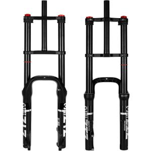 ZTZ 20/26 inch 4.0 Fat Tire Bike Air Suspension Fork - 180mm Travel, 135mm Hub Spacing, QR 9mm, Double Crown Shock Absorber Fork for MTB Fat Snow Beach E-Bike