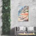 Vintage Pink Beach Umbrella Wall Art Posters Summer Beach Canvas Amalfi Coast Italy Landscape Minimalist Preppy Prints Painting For Home Bedroom Dorm Decor 8x12inch Framed (style-4)