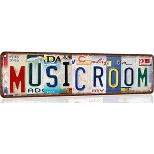 Music Sign Vintage Metal Tin Sign Music Room Decor Man Cave Posters Street Signs Home Bar Coffee Wall Art Decor 4 X 16 Inches