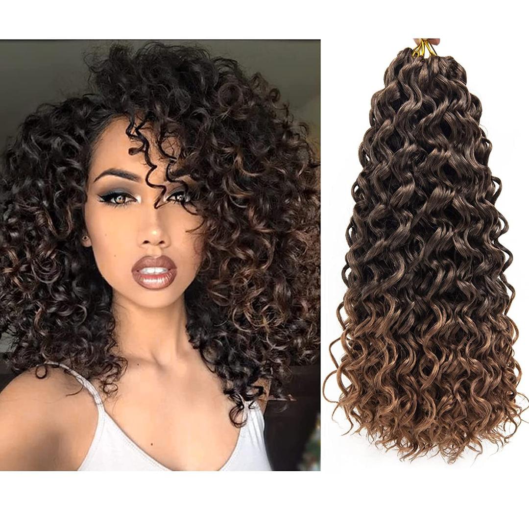 QRHSUKA Curly Crochet Hair GoGo Curl Crochet Hair for Women Ocean Wave Synthetic Bohemian Crochet Braid Water Wave Crochet hair Extensions (12 inch(Pack of 6), T1B/30)