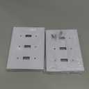 2-Pack Triple Toggle Light Switch Cover Plate, White Decorative Switch Plate Covers, Natural Bamboo Fiber 3 Gang Wall Plate, Corrosion Resistant