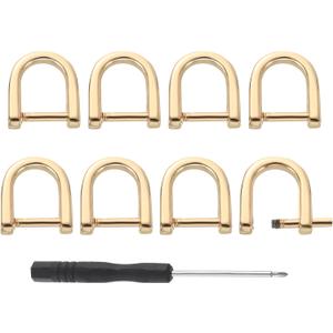 Uxcell D-Rings Screw in Shackle, 8Pcs 0.35 Inch Zinc Alloy Horseshoe U Shape D Ring Buckles for Purse DIY Leather Craft Keychain, Gold