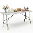 HULKFIT 6FT Heavy Duty Folding Table, Portable Utility Table for Parties, Events, and Dining, Supports up to 330 lbs, Easy Fold & Store