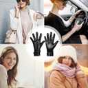 Aegend Winter Gloves Women Leather Gloves, Full Hand Touchscreen Winter Gloves for Phone&Tablet,Anti-Slip for Driving&Outdoor (Large, Black - Genuine Leather)