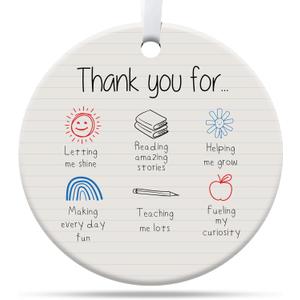 2 x Teacher Christmas Ornament, Teacher Gifts for Christmas, Thank You Gifts for Women, Ceramic Ornament