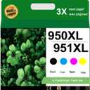 950XL 951XL Ink Cartridges Combo Pack Compatible for HP 950 XL 951 XL Ink Cartridges Work for Officejet Pro 8600 8610 8620 8100 8630 8660 8625 76DW 251DW Printers Black Cyan Magenta Yellow (4 pack)