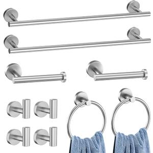 10-Piece Brushed Nickel Towel Bar Set, Bathroom Hardware Accessories Set,23.6 Inch Towel Bar-Towel Racks Set, Stainless Steel Wall Mounted Brushed Towel Holder Set