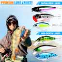PLUSINNO Fishing Lures Fishing Tackle Box Fishing Gifts for Men, Bass, Trout Fishing Accessories Kit for Saltwater & Freshwater Fishing Gear Including Topwater Lures, Hooks, Spinnerbaits