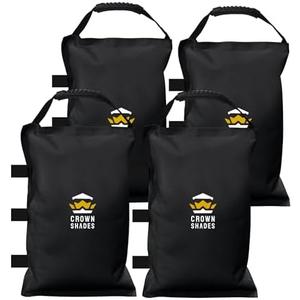 CROWN SHADES Sand Bags for Canopy Legs (112 LBS) Sandbags for Weight, Canopy Weights, Pop Up Tent Weights Bags, Black (Unfilled)