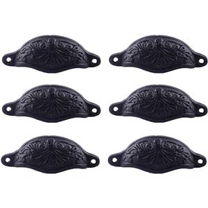 Renovators Supply Manufacturing Cabinet Handles 4.5 in. Black Wrought Iron Cabinet Knobs, Drawer Pulls with Mounting Hardware Pack of 6