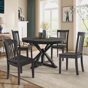 COLAMY Wooden Dining Chairs Set of 4, Spindle High Back Windsor Kitchen Side Chair, Farmhouse Dining Chairs for Kitchen and Dining Room, Dark Brown