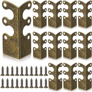 Blulu 12 Pcs Brass Baseboard Corner Protectors for Furniture, Brass Corner Protectors Baseboard, Vintage Metal Skiffers Skirting(Bronze)