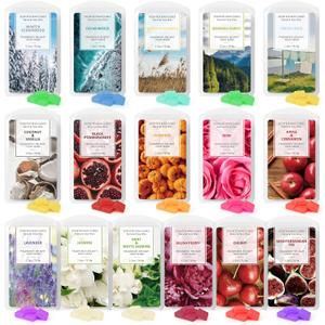 STRN Scented Wax Melts Wax Cubes, Long Lasting Scent Soy Wax Cubes for Warmer Wax Melts Candle Making Gift Set for Fall and Winter 16 Pack (16x2.5oz) (Flowers&Fruit-16)