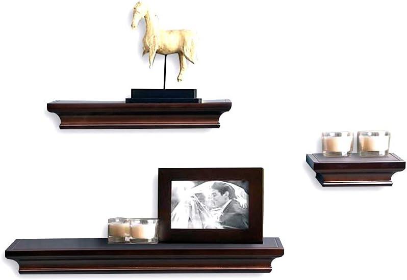 Floating Wall Shelves Sets 3 PCS with Invisible Bracket Picture Ledge Units and Storage,Office Wall Organizer (3, Espresso)